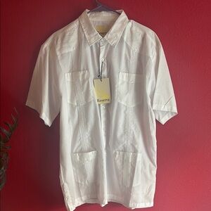 Reserved White Casual Button Down Shirt Lightweight